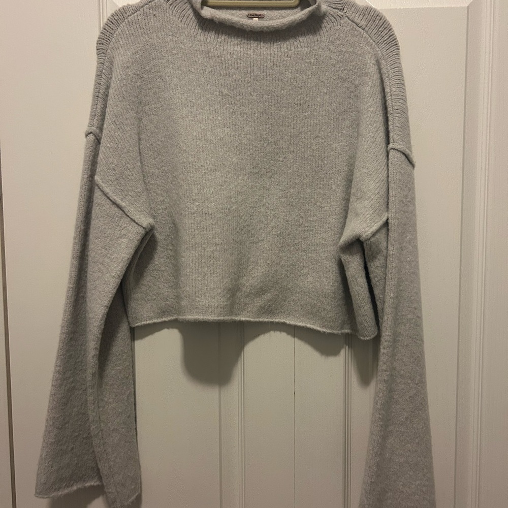 Free People Cropped Gray Sweater